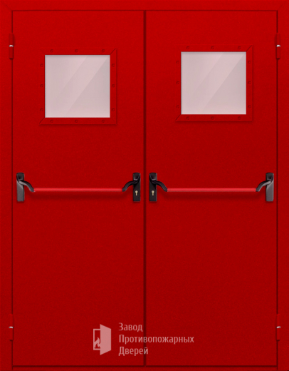 Фото двери «Двупольная со стеклопакетом и антипаникой (красная)» в Егорьевску