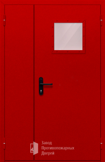 Фото двери «Полуторная со стеклопакетом (красная)» в Егорьевску