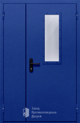 Фото двери «Полуторная со стеклом (синяя)» в Егорьевску