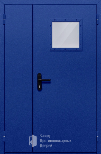 Фото двери «Полуторная со стеклопакетом (синяя)» в Егорьевску
