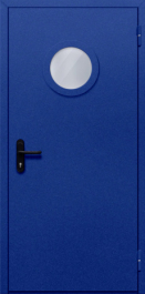 Фото двери «Однопольная с круглым стеклом (синяя)» в Егорьевску