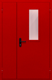 Фото двери «Полуторная со стеклом (красная)» в Егорьевску